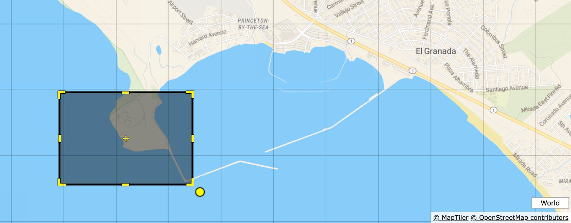 Pillar Point bounding box - Bounding box by Klokantech screenshot of Bounding box by Klokantech